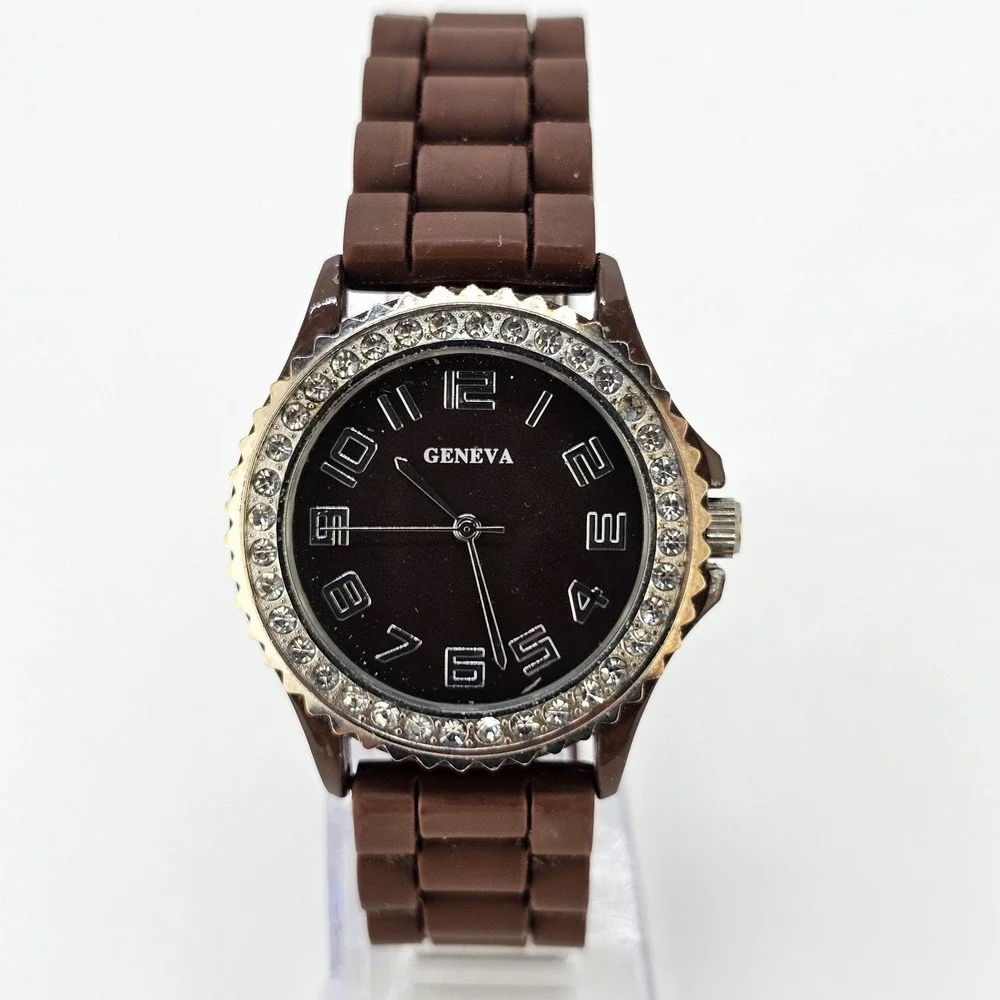Women's Analog Watch 38MM Brown Dial Brown Plastic Bands NEW Battery
